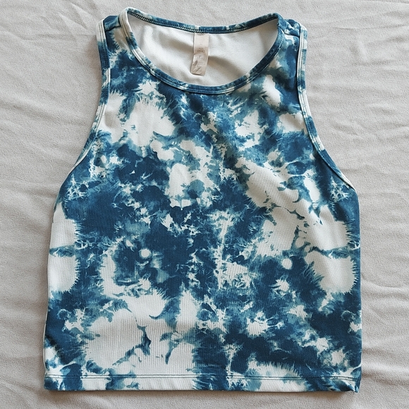 Balance Collection Crop Tank Top Size Large Green White Tie Dye Print, medium - Picture 1 of 9